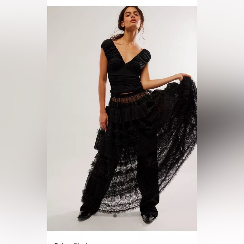 FREE PEOPLE Turn It Up Half Slip Maxi Tulle Skirt Black Size Small New with tag